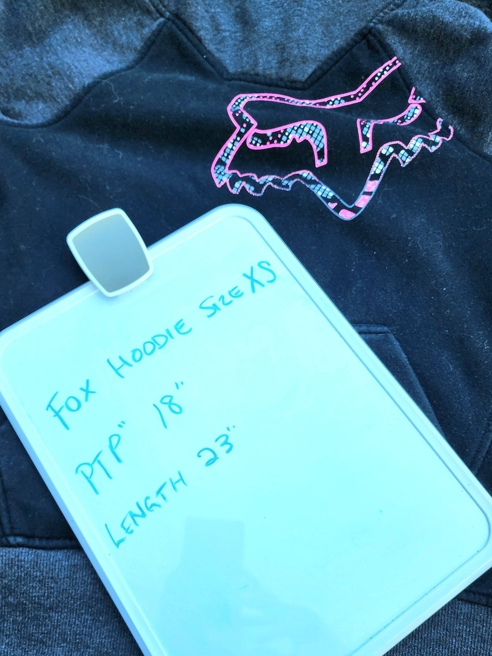 Fox Womens Or Girls Pullover Hoodie - Black with Pink Logo Size XS - Picture 6 of 7